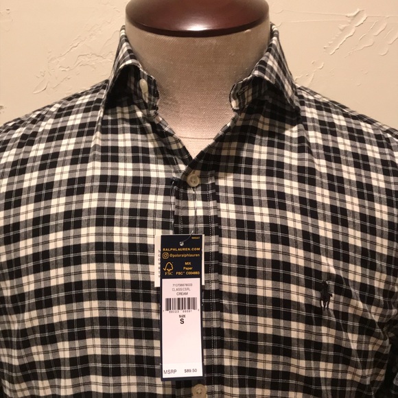 Polo Ralph Lauren Mens Small Black & White Shirt - Picture 2 of 4
